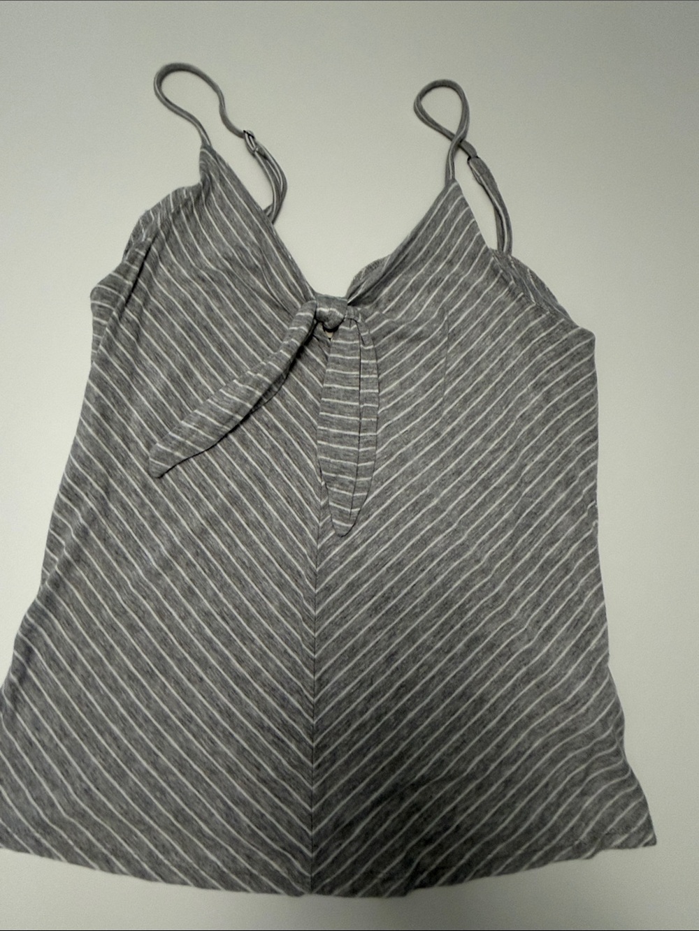 Jolt Gray and White Striped Tie-Front Tank Top